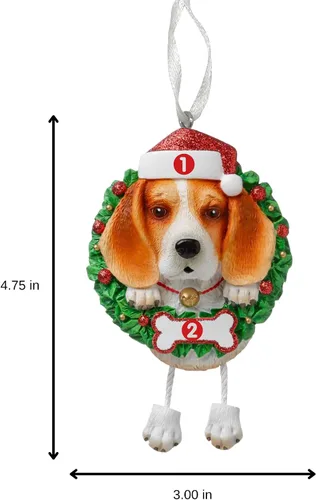 Miniatura 4 de Adorno personalizado para 2025, raza pura de perro Beagle, adorno para árbol de Navidad, decoración profesional personalizada, regalo para cachorro