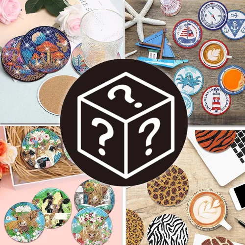 Miniatura 4 de 200 Estilos de Posavasos de Diamante Caja Sorpresa con Soporte DIY Arte de Diamante Posavasos Caja Sorpresa para Adultos Kits de Diamantes