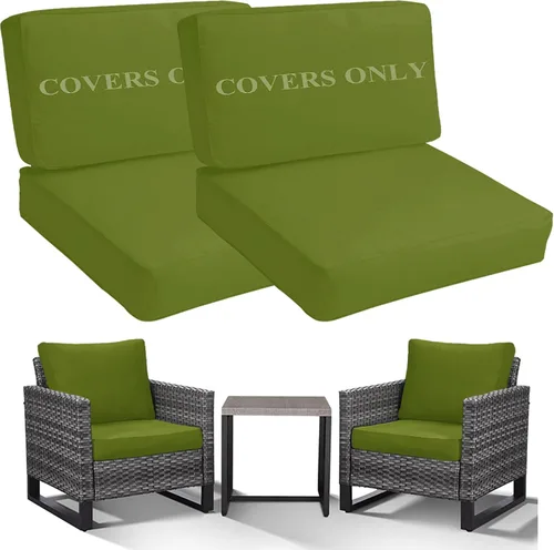 Sqodok Juego de 4 fundas de cojín de patio, fundas de cojín de asiento profundo para patio, impermeables, fundas de cojín de asiento y respaldo para
