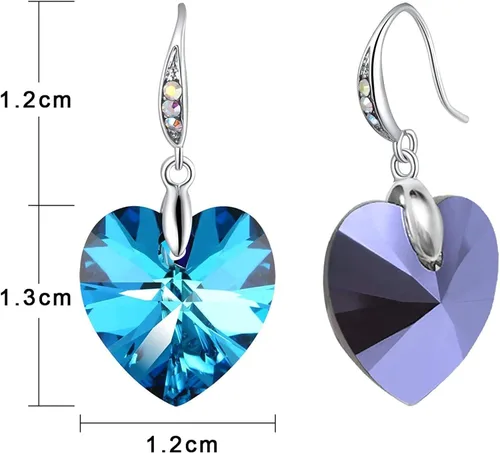 Miniatura 4 de PLATO H Elementos de cristal de Swarovski, Forever Love", en forma de corazón, aretes con tuerca, joyas a la moda, regalo para el día