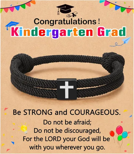 Miniatura 7 de UNGENT THEM Pulsera de cuerda trenzada con cruz para hombres y niños, Navidad, San Valentín, graduación, Pascua, regalos de bautismo cristiano