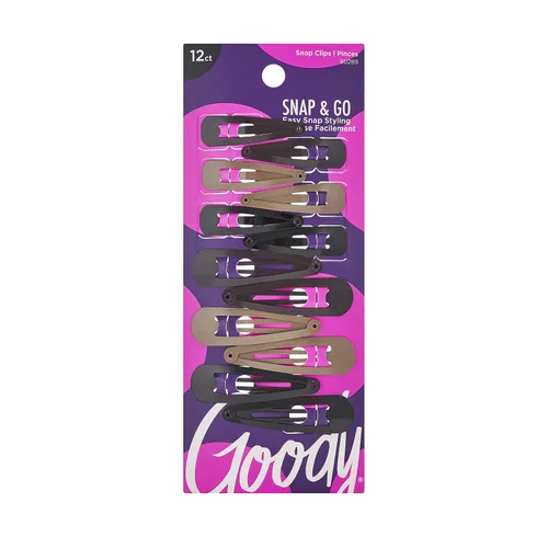 Goody Pinzas para el cabello con contorno de metal, 12 unidades, colores surtidos, simplemente colócalas en su lugar, adecuadas para todo tipo de