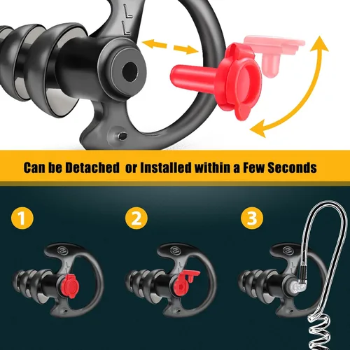 Miniatura 6 de Zeadio Auricular de triple brida, cómodo tapón de silicona para oído – Negro, mediano, par de 12