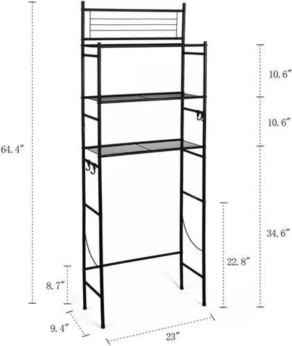 Miniatura 2 de L&H UNICO Estantería independiente de alambre de 3 estantes sobre el inodoro, organizador de almacenamiento para baño, ahorro de espacio, incluye 4