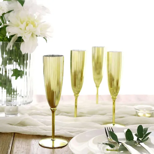 Miniatura 10 de Efavormart - Juego de copas de vino desechables metálicas plateadas de alta calidad, copas de vino con tallo para bodas, recepciones al aire libre