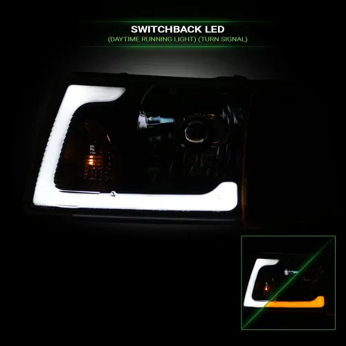 Miniatura 5 de 7422448582543 Compatible con 2001-2011 Ford Ranger Switchback Barra de tira LED secuencial de luces delanteras con carcasa negra y lámparas de señal