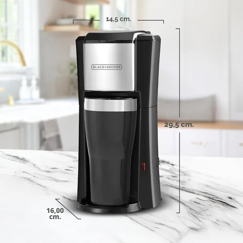 Miniatura 2 de Black + Decker cafetera, individual (de una sola ración), Negro, CM618