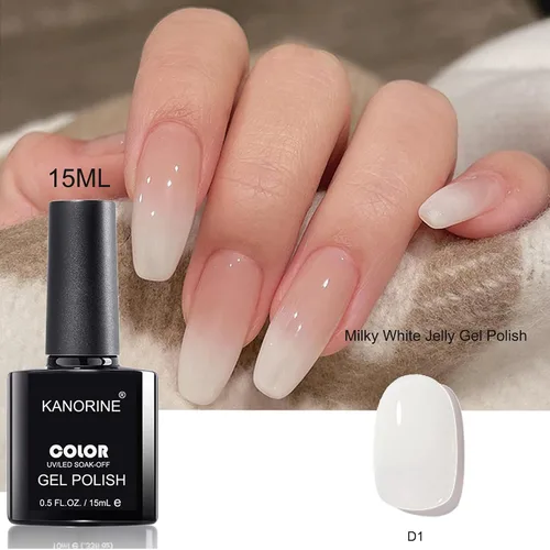 Miniatura 6 de 15ml de esmalte de uñas en gel UV/LED, esmalte de uñas en gel blanco lechoso nude, esmalte de uñas en gel blanco lechoso translúcido, color de D1