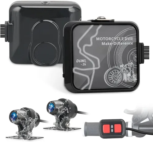 Miniatura 10 de VSYSTO Cámara WiFi para salpicadero de motocicleta, 2 canales, lente gran angular de 130°, visión nocturna frontal y trasera HD 1080P, sistema DVR
