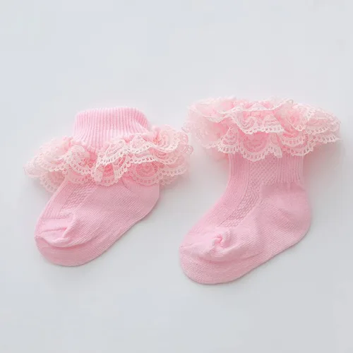 Miniatura 4 de Calcetines de encaje con volantes para recién nacidos, para niñas pequeñas