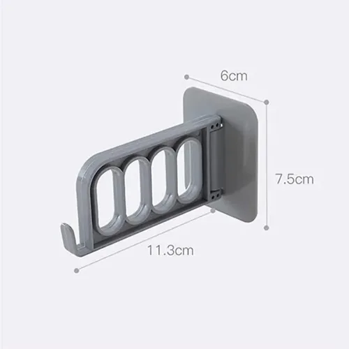 Miniatura 8 de Percha plegable sin perforaciones, pequeña percha plegable para ropa, ganchos de almacenamiento para paredes, 4 agujeros montado en la pared, Beige