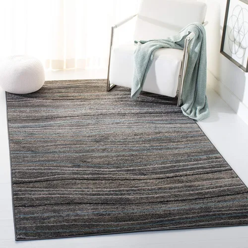 Miniatura 8 de SAFAVIEH Amsterdam Collection AMS111A - Alfombra para pasillo, 2 pies 3 pulgadas x 8 pies, color crema y beige, diseño moderno de ondas a rayas,