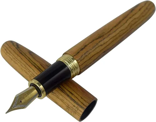 Tigerwood 9056 - Pluma estilográfica de madera con tapa giratoria, bolígrafos naturales antiguos para diario de caligrafía, 5 tipos para elegir