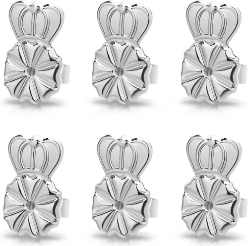 Paquete de 3 levantadores de aretes caídos, ajustables de 0.394 pulgadas, chapado en oro de 18 quilates, hipoalergénico, seguro Oro blanco