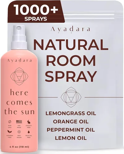 Ayadara Spray natural para habitación, 4 onzas, aromaterapia para habitación, espray de fragancia y desodorante de lino para el hogar, ambientador