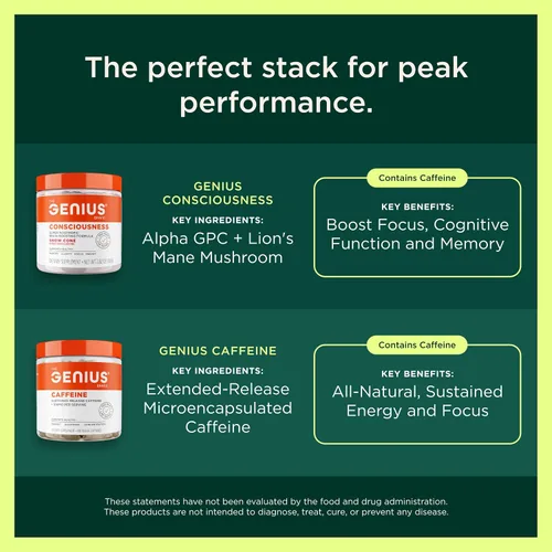 Miniatura 7 de The Genius Brand Genius Mushrooms - Suplemento a base de plantas para el sistema inmunitario, concentración y energía - Mane de León, Cordyceps