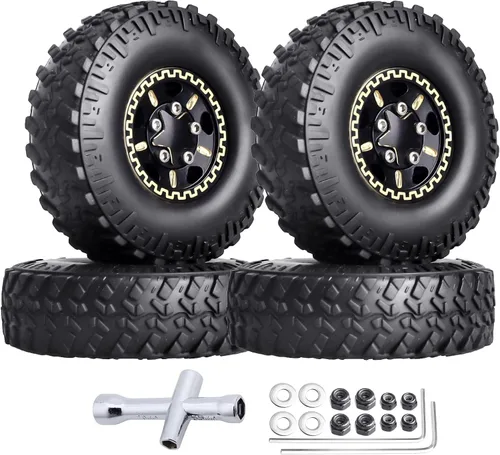 Miniatura 11 de Hobbypark Ruedas y neumáticos Beadlock de latón 1.0 para TRX4M actualizaciones Axial SCX24 1/24 RC Crawler piezas de repuesto, juego de 4 (tipo A)