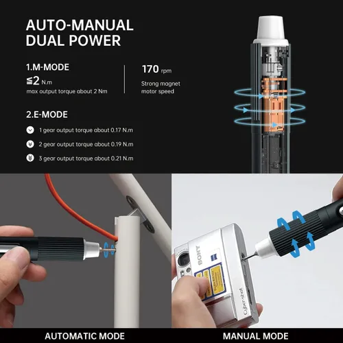 Miniatura 7 de Mini destornillador eléctrico, JAKEMY destornillador de potencia de par ajustable de doble modo, destornillador de precisión magnético inalámbrico