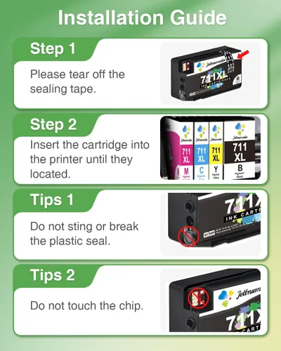 Miniatura 5 de Cartuchos de tinta Jettruemedia 711XL de alto rendimiento compatibles de reemplazo para cartuchos de tinta HP 711 funcionan para impresora HP