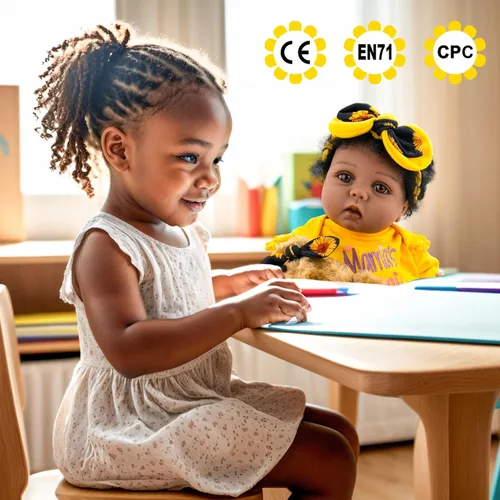 Miniatura 5 de Aori Muñecas de bebé recién nacidas negras realistas de 22 pulgadas, muñecas negras con peso recién nacido, juego de regalo para niños a partir de 3