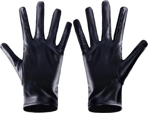 Spooktacular Creations Guantes metálicos negros, unisex de superhéroe negro brillante para adultos, niños, accesorio de disfraz de Halloween, guante
