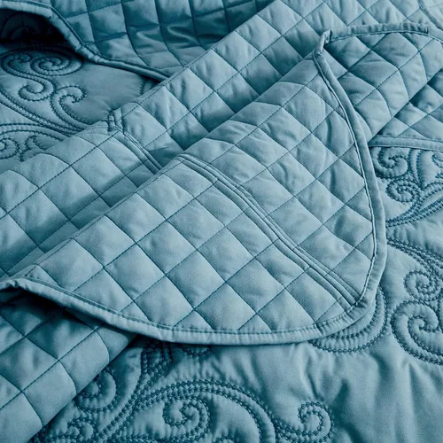 Miniatura 6 de CHIXIN Juego de colcha extragrande tamaño King – Funda de cama ligera – Hermosas costuras – Colcha reversible de 5 piezas – Patrón de paisley