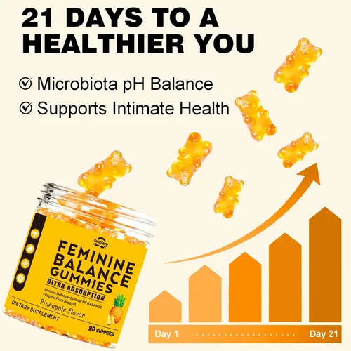 Miniatura 3 de Suiyilary Gomitas de probióticos femeninos para mujer, gomitas de piña para equilibrio de pH, salud vaginal premium, apoyo inmunológico, vegano, sin