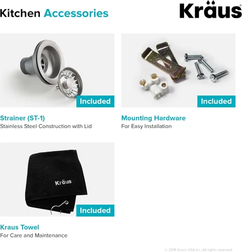Miniatura 7 de Kraus Premier KBU17 Fregadero de cocina de acero inoxidable de calibre 18, de un tazón, de montaje por debajo para barra de cocina, 35.56 cm