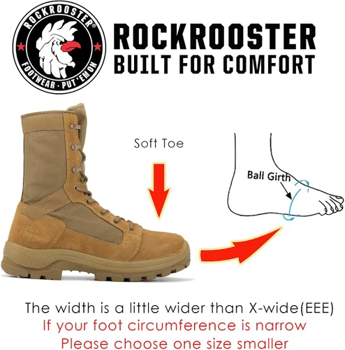 Miniatura 2 de ROCKROOSTER M.G.D.B Tactical Boots for men, 8 inch XX-wide Soft Toe, Comfortable Anti-Fatigue Tech, Durable, Quick Dry Ankle Support Combat