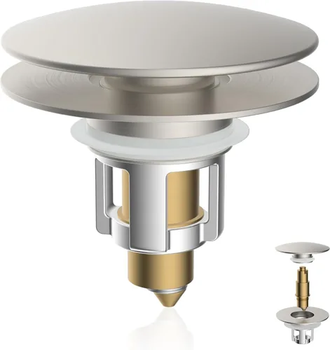 iFealClear Tapón Universal para Lavabo de Baño, Colador de Drenaje Emergente de Metal con Cesta Recoge Pelo, Compatible con 1.1"-2.36" de Lavabo EE.