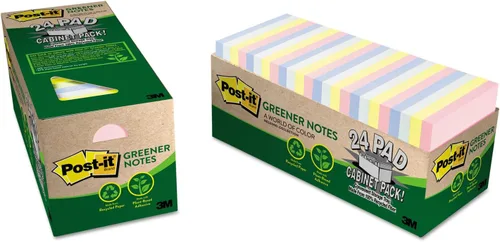 3M 654R24CPAP Post-It Greener Notes - Paquete de gabinete de notas verdes, 3 x 3, colores Helsinki, 24/PK