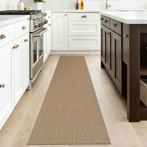 Miniatura 7 de IOHOUZE - Alfombra estilo bohemio para pasillo de cocina, 2 x 8 pies, tejida de algodón, para interiores y exteriores, patrón natural de yute