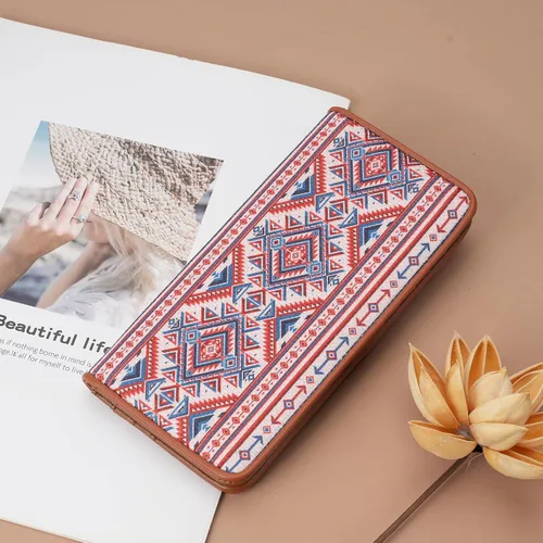 Miniatura 2 de MEITRUE Cartera de cuero delgada ultra delgada para mujer, con bloqueo RFID, tarjetero de crédito, plegable, largo, billetera, para mujer