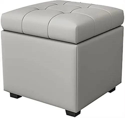 Taburete otomano de almacenamiento, reposapiés otomano de cuero, taburete otomano premium con almacenamiento, taburete de almacenamiento moderno,