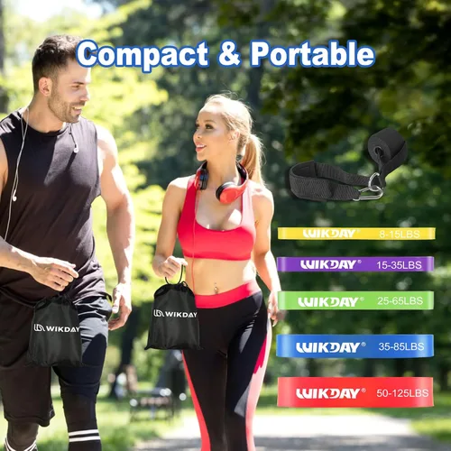 Miniatura 7 de WIKDAY Resistance Bands, Pull Up Bands, Workout Bands for Exercise, Thick Heavy Resistance Band Set with Door Anchor, Elastic Bands for Body