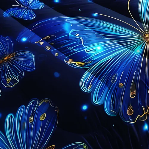 Miniatura 3 de AILONEN Juego de edredón de mariposa azul tamaño Queen, juego de ropa de cama de 3 piezas de animales elegantes, azul marino oscuro cielo nocturno