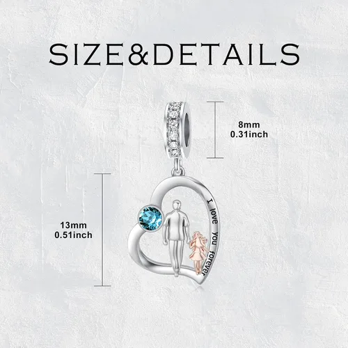Miniatura 119 de PROESS Dije para padre, madre e hija, pulsera de plata de ley para pulseras, regalos de cumpleaños, día de San Valentín, para hija, madre, amante