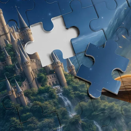 Miniatura 3 de Hermoso libro valle rompecabezas para adultos, 1000 piezas de naturaleza, bonita luna, cascada de paisaje, rompecabezas escénico de castillo