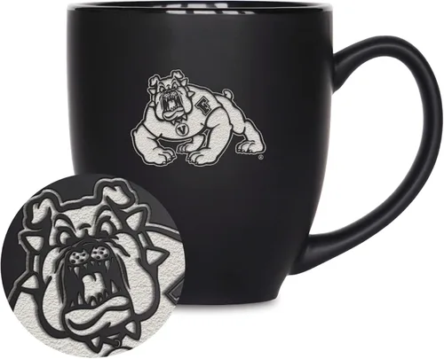 Miniatura 445 de Rico Industries - Taza de cerámica mate negra con grabado láser estándar de 15oz para NCAA (escuelas T & U) - Para bebidas calientes o frías