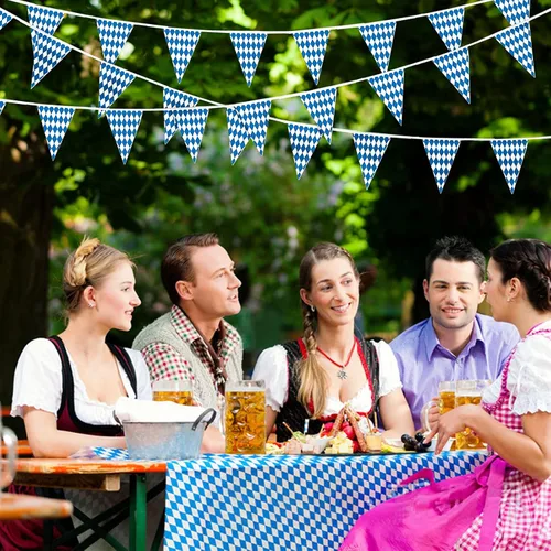 Miniatura 6 de PURPLE STAR 1N Banderín bávaro de 393 pies para el Oktoberfest, paquete de 12 banderines bávaros para Oktoberfest alemán para fiestas temáticas