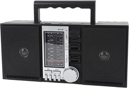 PUSOKEI Radio AM FM SW, radio portátil de onda corta con altavoces duales de 5 W, reproducción de tarjeta SD USB, radio recargable para uso en el