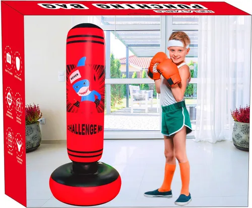 Miniatura 4 de Punching Bag Kid,Boxing Bag for Kids,Inflatable Dummy, Inflatable Punching Bag, De-Stress Boxing Bag for Kids. Rojo