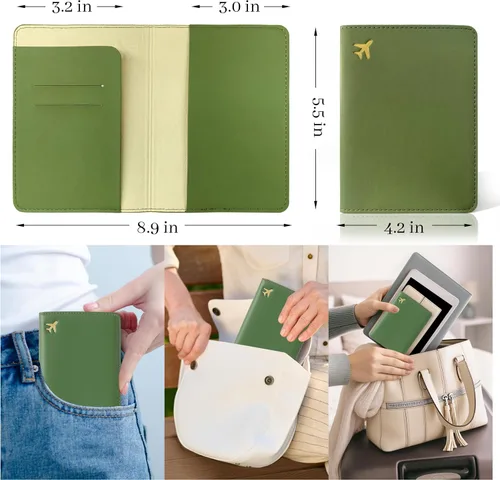 Miniatura 2 de Soporte para pasaporte para artículos esenciales de viaje, funda de pasaporte con bloqueo RFID para accesorios de viaje, cartera de viaje