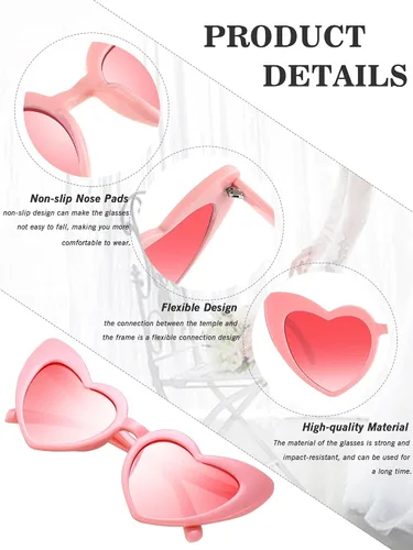 Miniatura 3 de Frienda 9 pares de lentes de sol en forma de corazón para mujer para despedida de soltera regalos de despedida de soltera