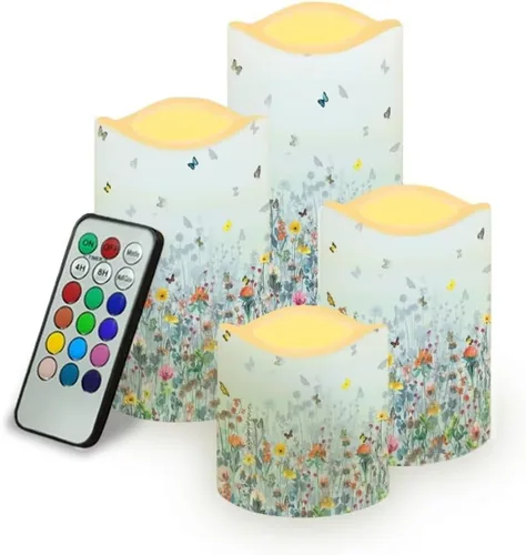 Miniatura 43 de Jeiento American Flag Flameless Candles 4 Pack 4th of July Home Decoration Flower American Flag LED Candles Battery Operated with Timer Remote