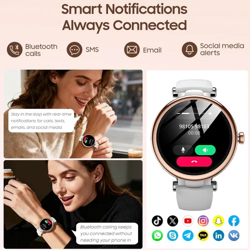 Miniatura 8 de TOZO Auriculares híbridos HT3 con cancelación de ruido, audio espacial AI Chat con 5 micrófonos, reloj inteligente S8 AMOLED para mujer, pantalla a