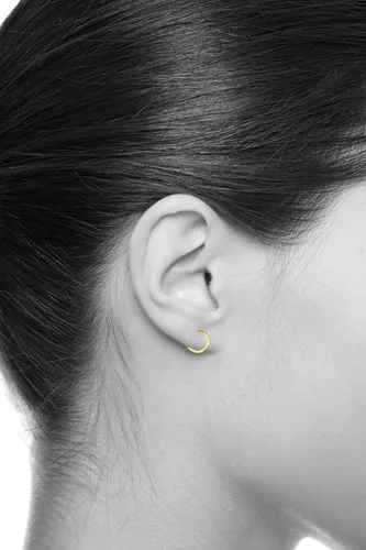 Miniatura 4 de Aretes de aro de oro amarillo real de 14 quilates, 0.079 in de grosor, 3 tamaños diferentes disponibles