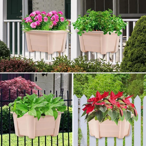 Miniatura 6 de ORIMERC Macetas de madera imitada de 9.8 pulgadas para plantas de interior, macetas colgantes de pared para interiores y exteriores, maceta vertical