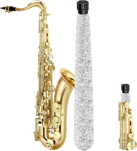 Miniatura 12 de Kit de Limpieza de Saxofón, para Saxofón Alto, Tenor, Soprano y Otros Instrumentos de Viento y Madera, Incluye 1 * Paño de Limpieza y 1 * Cepillo