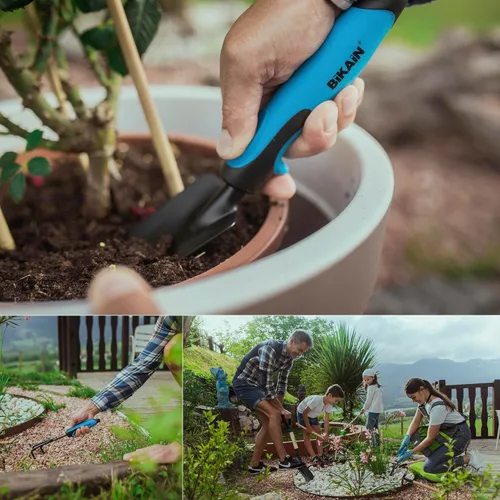 Miniatura 4 de Kit de jardinería - 3 herramientas - Incluye pala ancha, lanza+tenedor y cultivador - Mangos ergonómicos y antideslizantes - Herramienta de acero